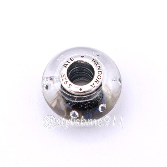 Authentic PANDORA Retired Midnight Blue Effervescence Glass Charm - 791627CZ - Picture 6 of 9